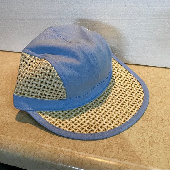 Rag & Bone Packable Visor Cap Blue Straw NEW